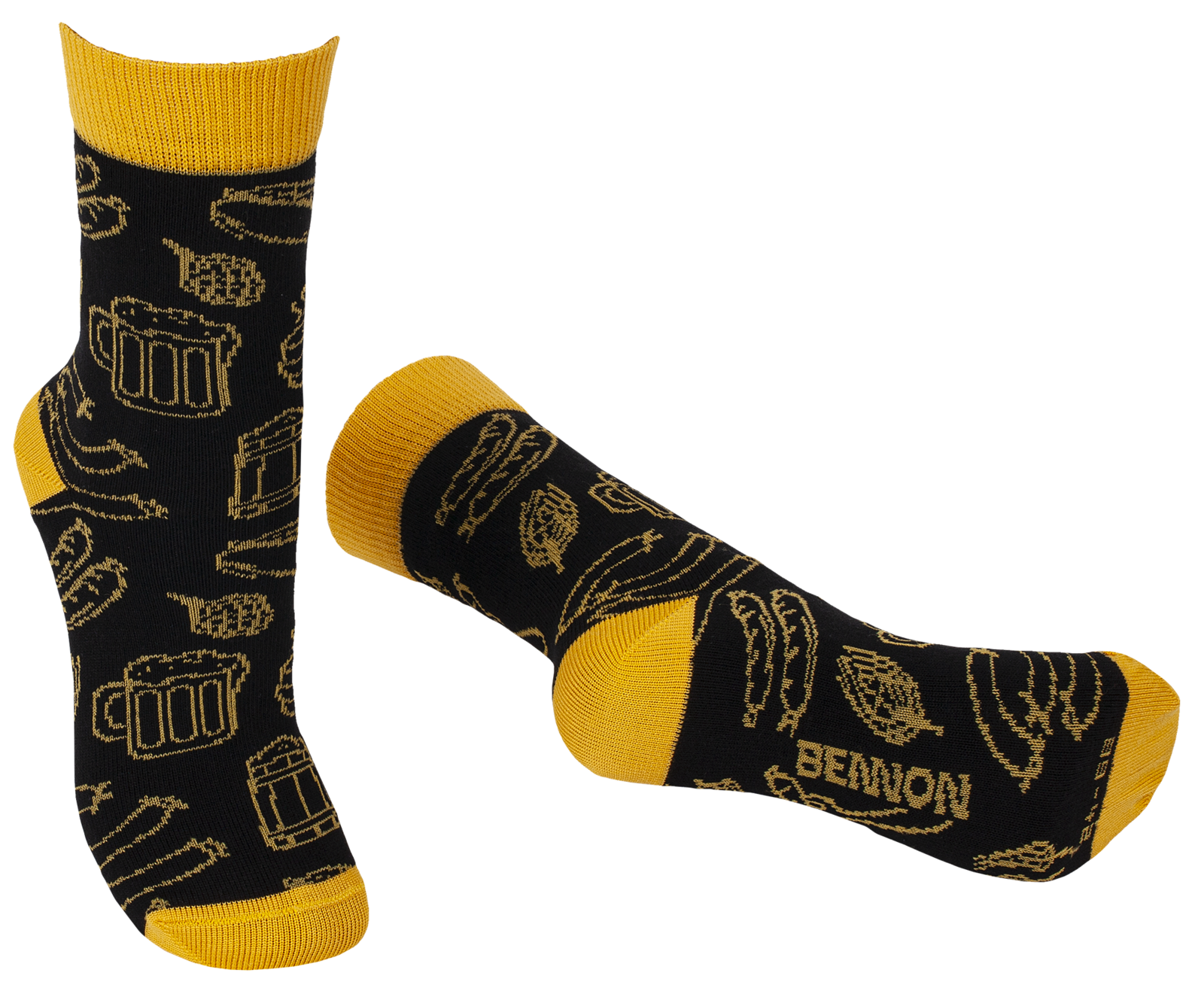 Ponožky Bennon Bennonky Beer - veľkosť: 36-38, farba: čierna/žltá