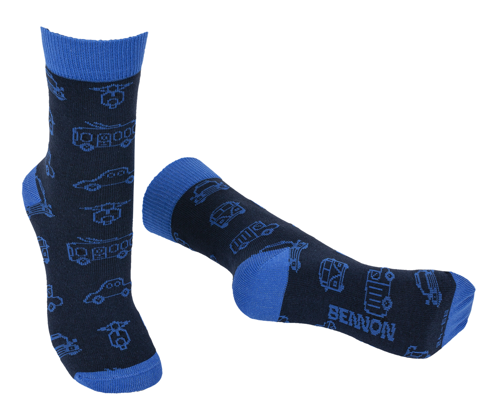 Ponožky Bennon Bennonky Car - veľkosť: 39-41, farba: čierna/modrá