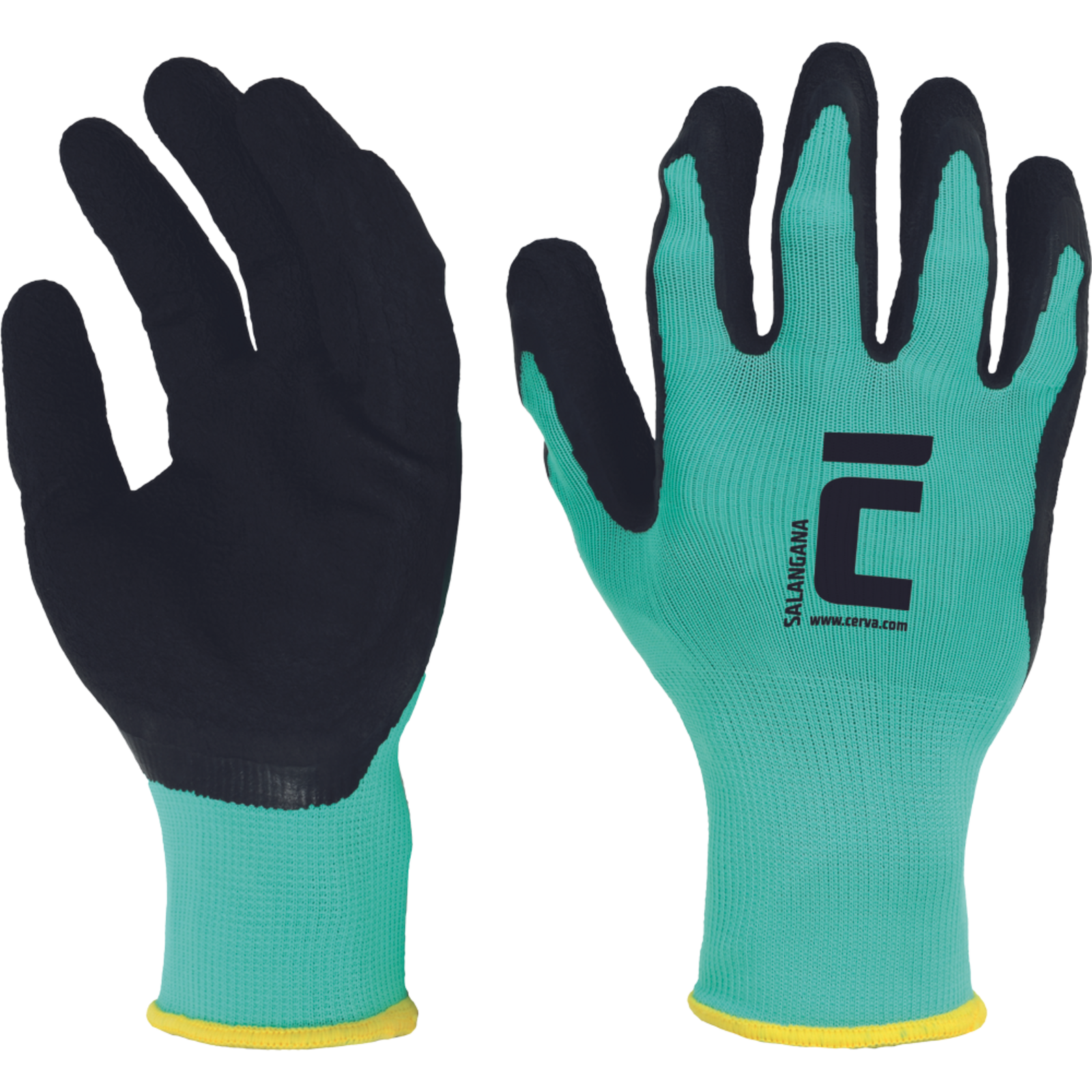 Povrstvené pracovné rukavice Cerva Salangana - veľkosť: 6/XS, farba: tyrkysová