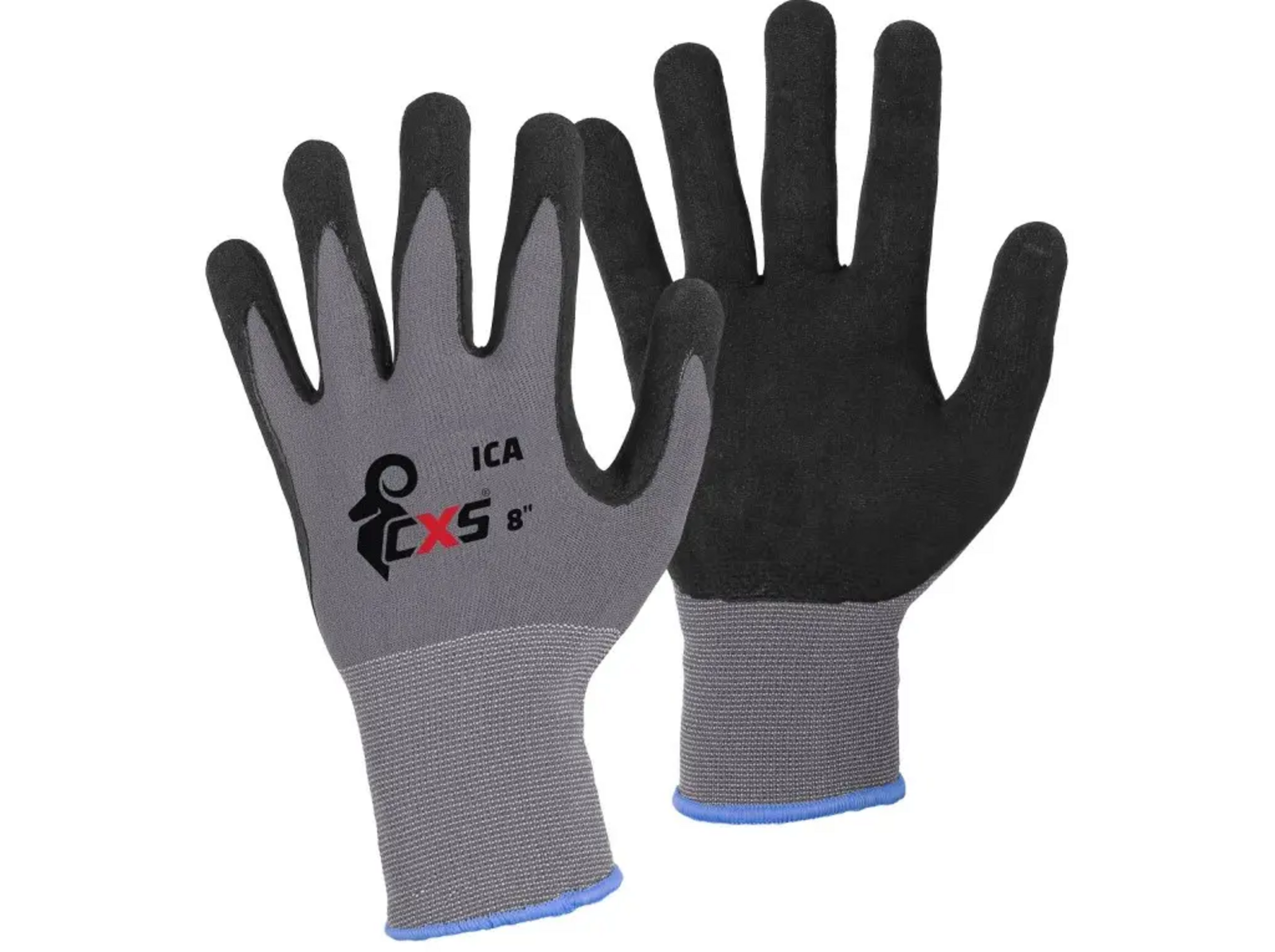Povrstvené rukavice CXS Ica - veľkosť: 8/M, farba: sivá/čierna
