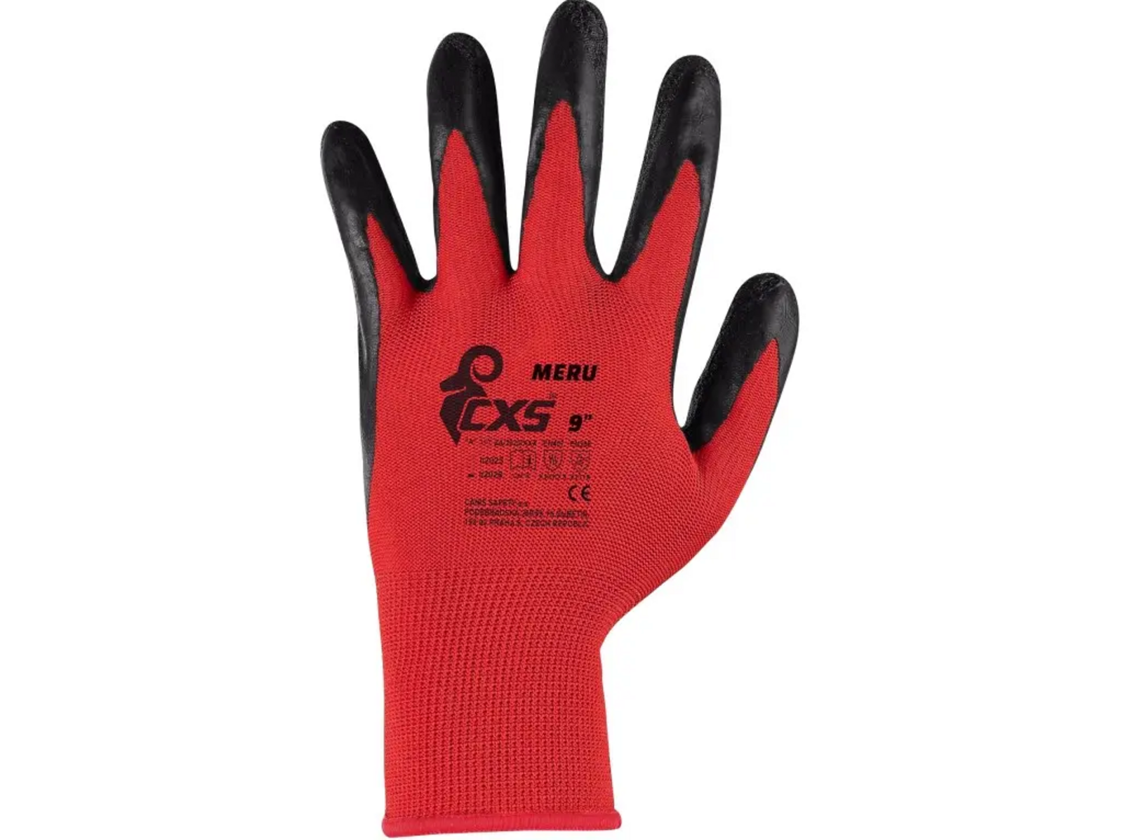 Povrstvené rukavice CXS Meru - veľkosť: 8/M, farba: červená/čierna