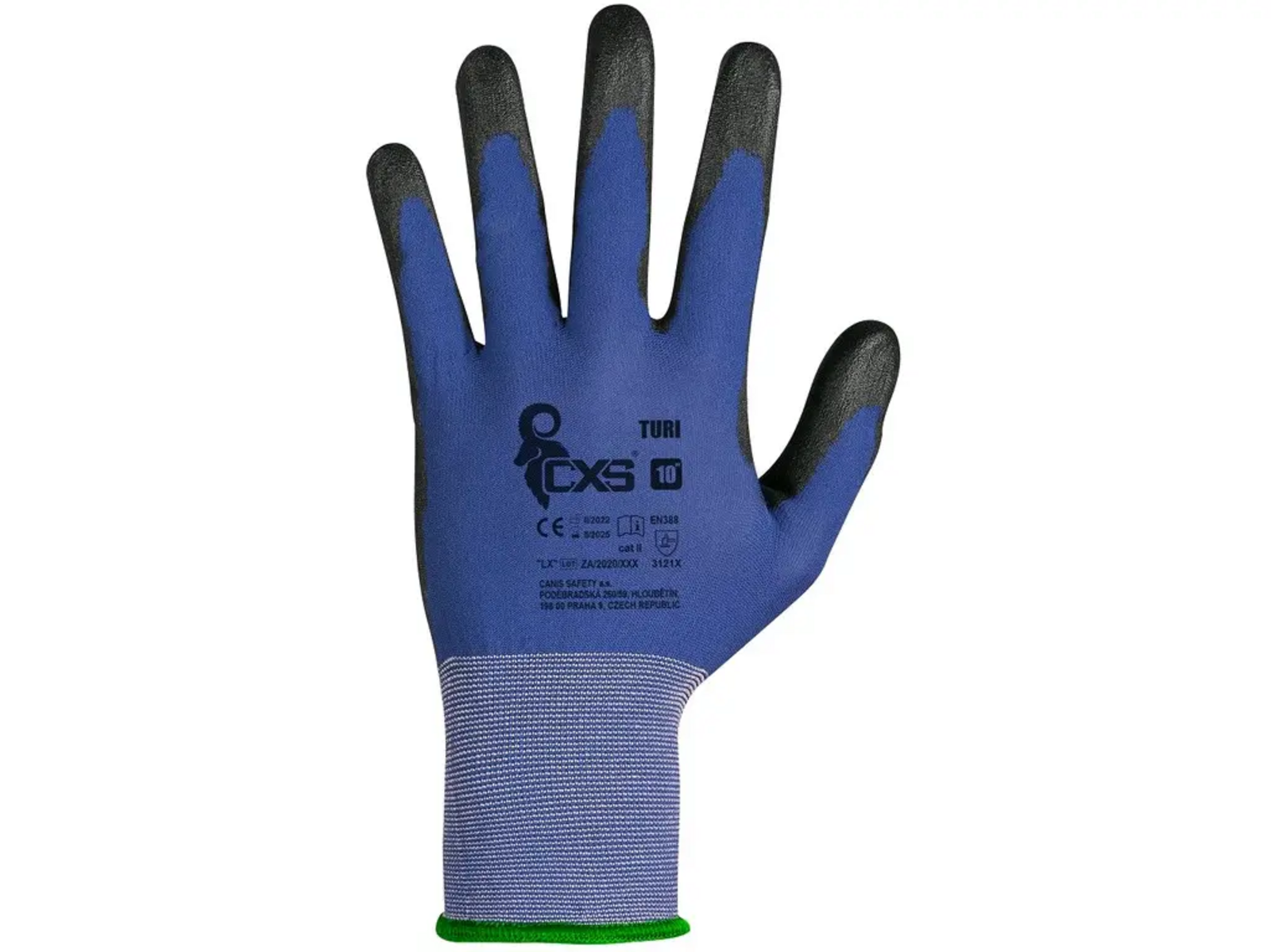 Povrstvené rukavice CXS Turi - veľkosť: 9/L, farba: modrá/čierna