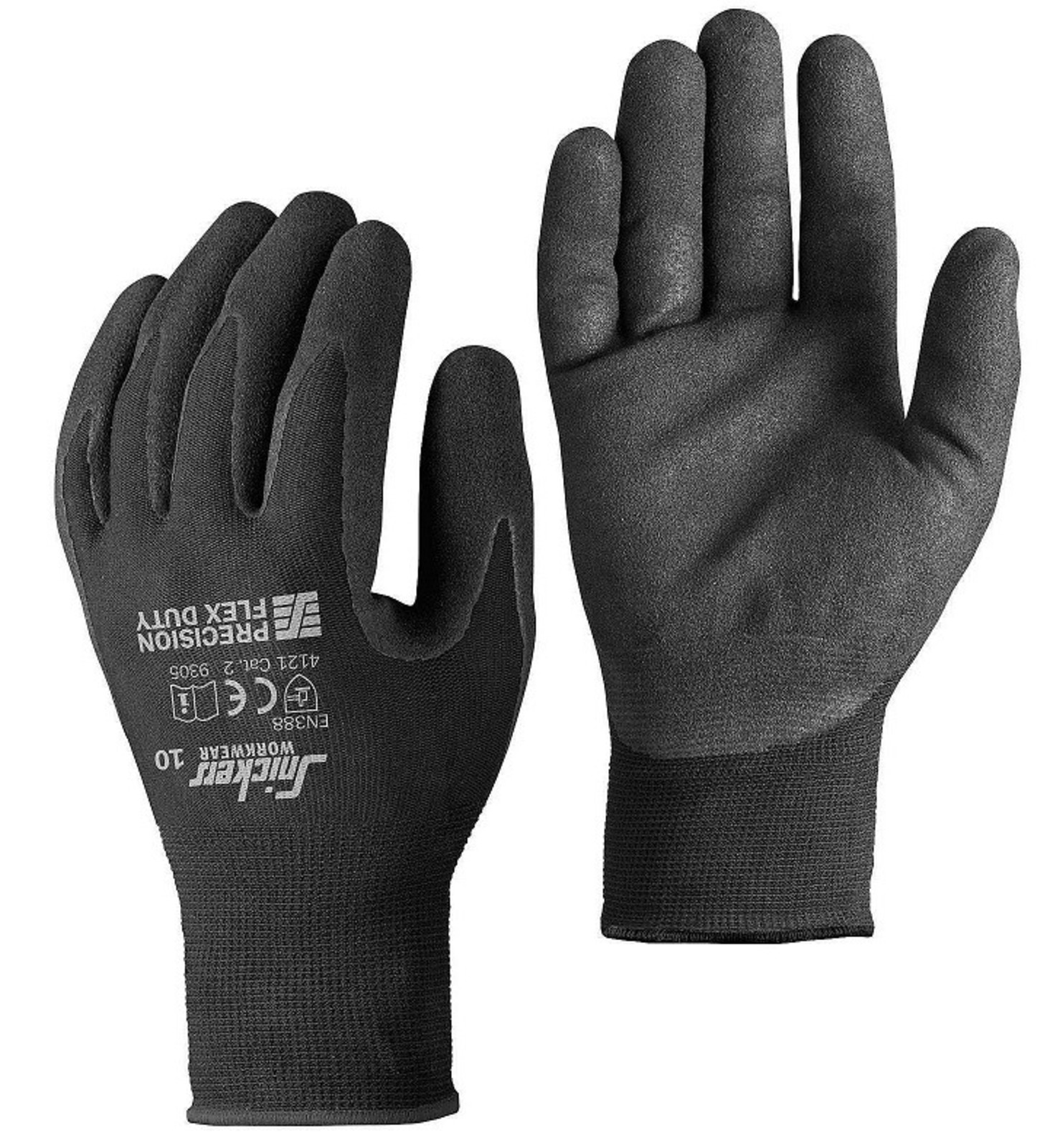 Povrstvené rukavice Snickers® Precision Flex Duty nitrilové - veľkosť: 10/XL, farba: čierna