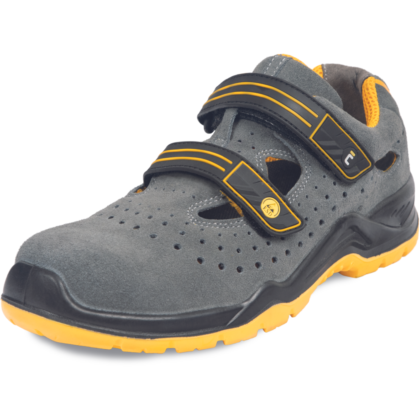 Pracovné bezpečnostné sandále Cerva Yuwill MF ESD S1P SRC - veľkosť: 39, farba: sivá/žltá