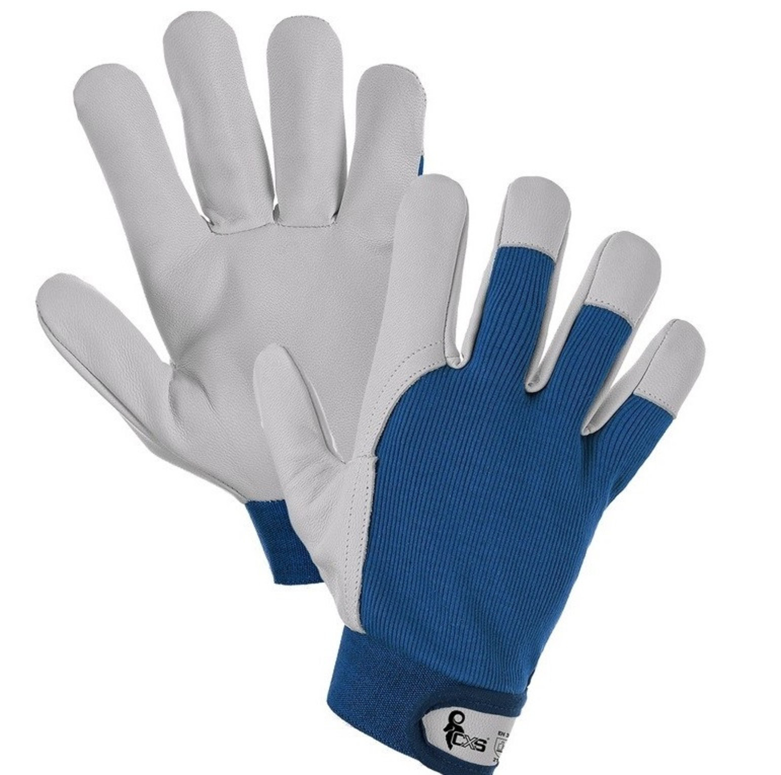 Pracovné rukavice CXS Technik A kombinované - veľkosť: 10/XL, farba: biela/modrá
