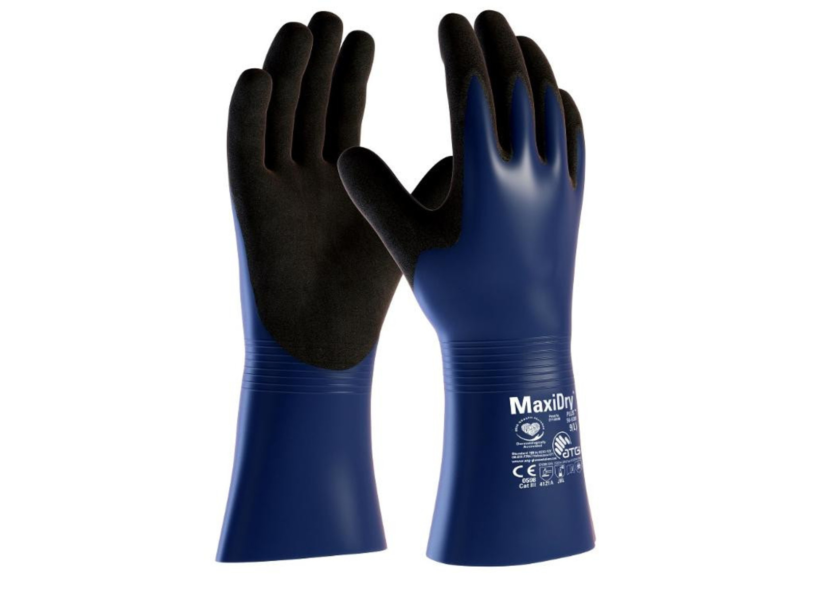 Protichemické rukavice ATG MaxiDry Plus 56-530 - veľkosť: 7/S, farba: modrá