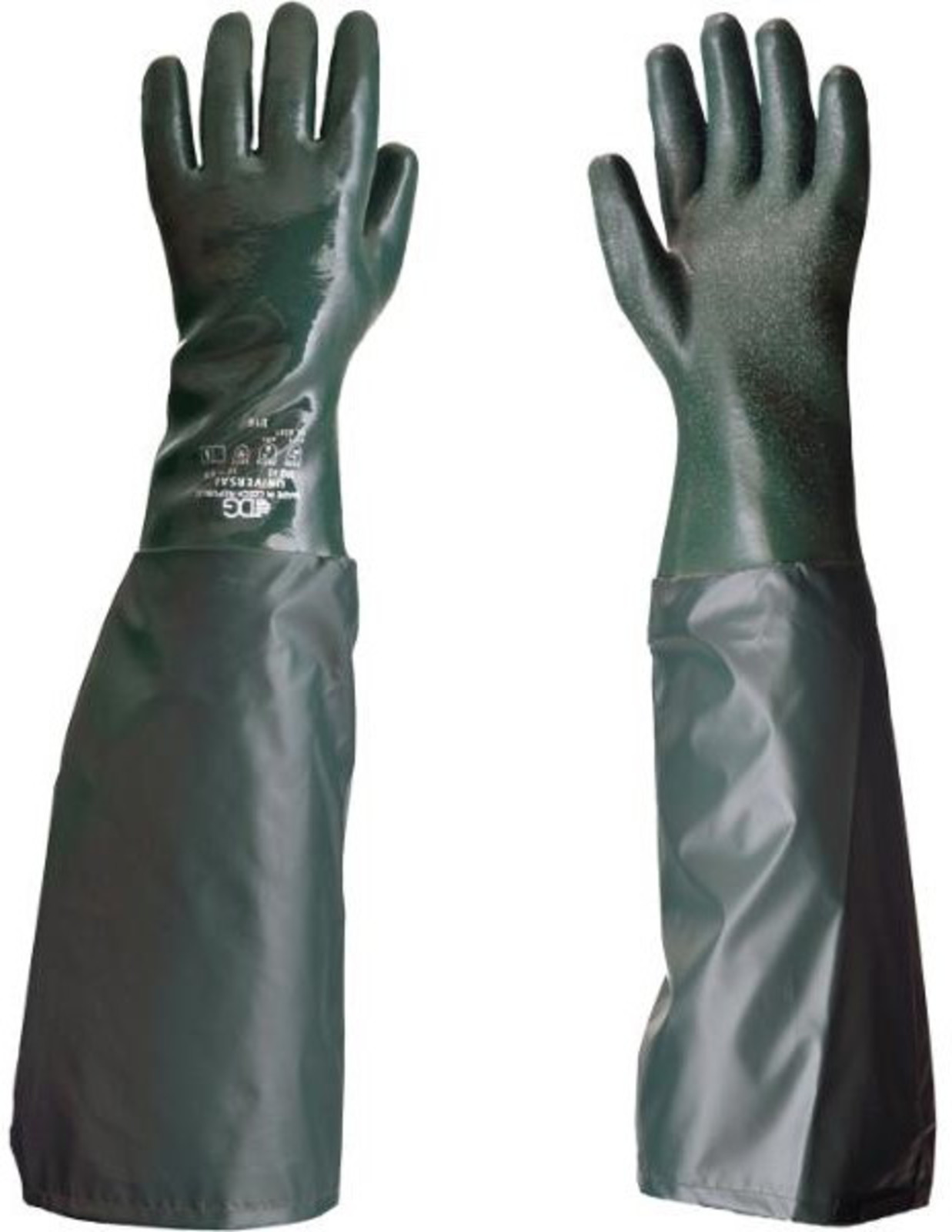 Protichemické rukavice DGU drsné 65cm  - veľkosť: 10/XL, farba: zelená