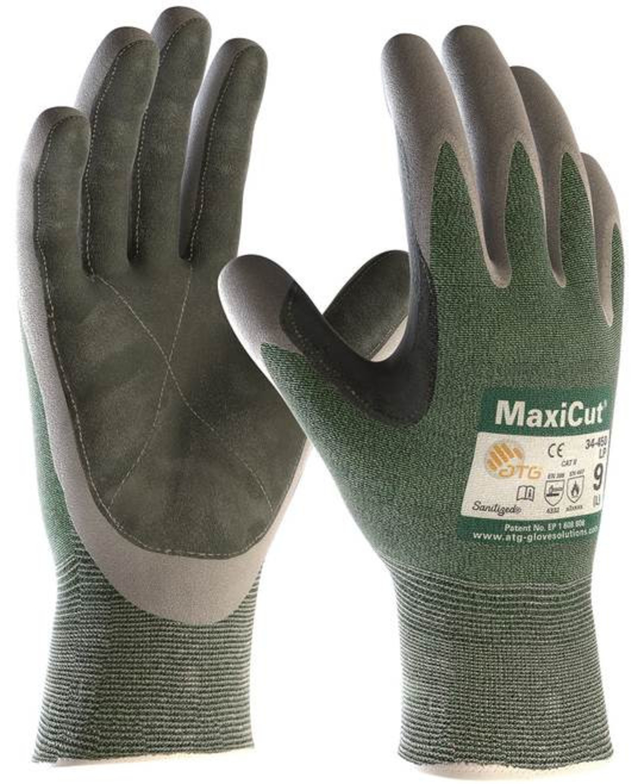 Protiporézne rukavice ATG MaxiCut 34-450 LP - veľkosť: 10/XL, farba: zelená