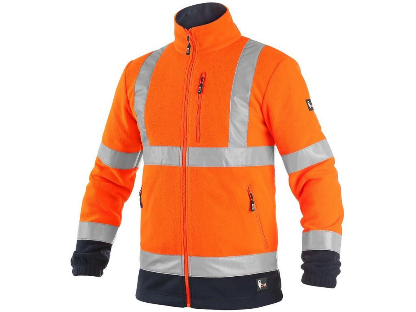 Reflexná fleecová bunda CXS Preston - veľkosť: M, farba: oranžová/navy