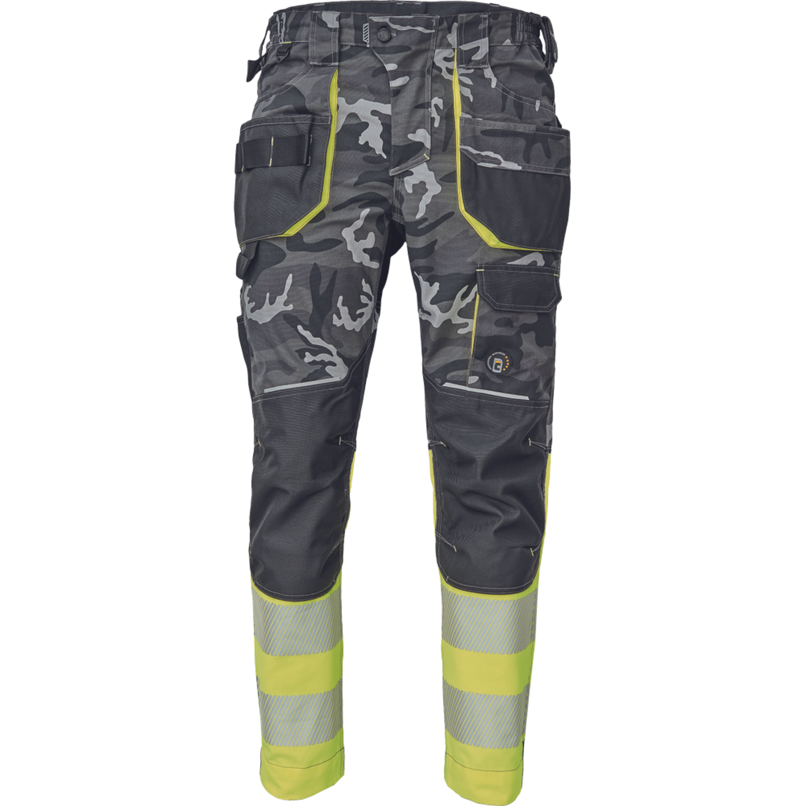 Reflexné maskáčové pracovné nohavice Cerva Sheldon Camou HV DW - veľkosť: 52, farba: sivá kamufláž