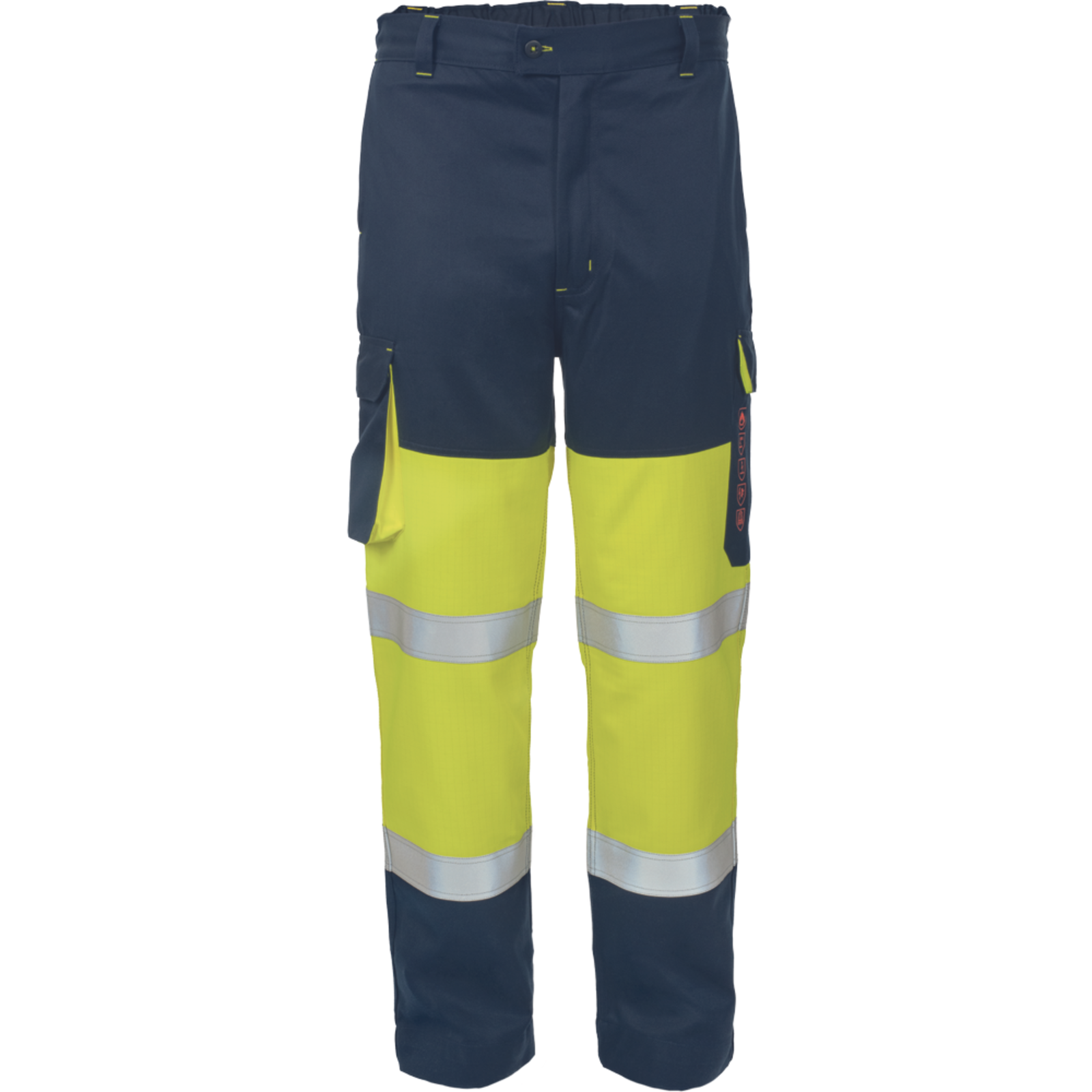 Reflexné pracovné nohavice Cerva Multinorm Tap PM HV - veľkosť: XXL, farba: žltá/navy
