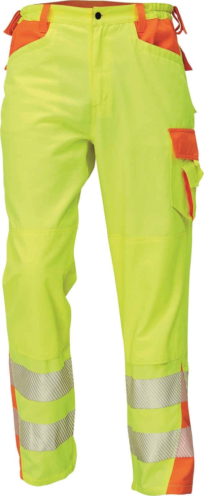 Reflexné pracovné nohavice Cerva Latton - veľkosť: 50, farba: žltá/oranžová