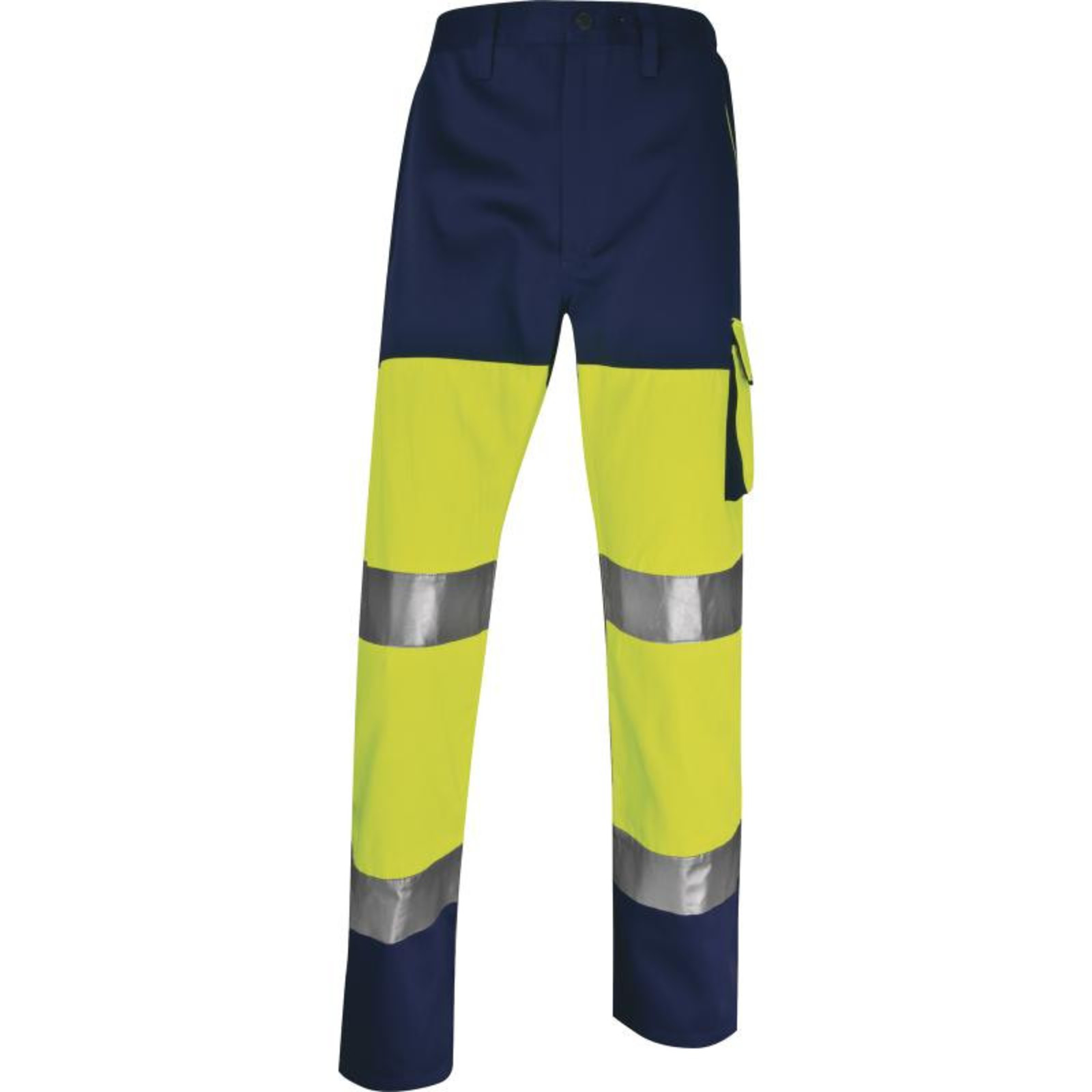 Reflexné pracovné nohavice PHPA2 - veľkosť: L, farba: flour.žltá/modrá