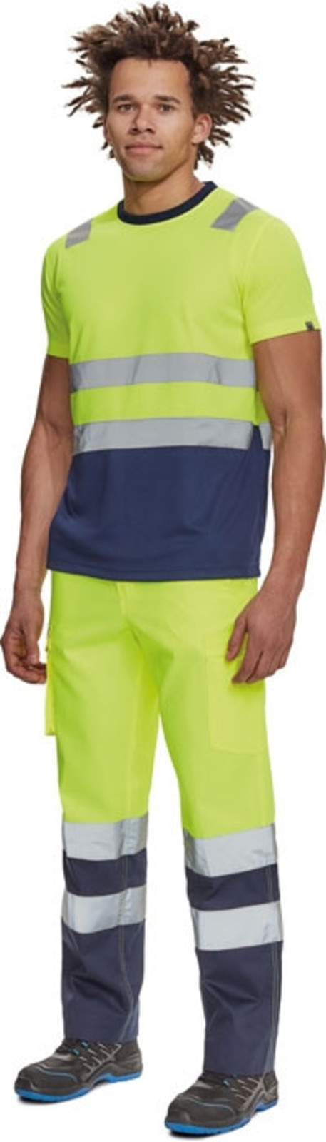 Reflexné tričko Cerva Monzon HV - veľkosť: XS, farba: žltá/navy