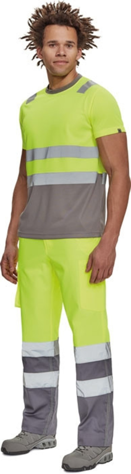 Reflexné tričko Cerva Monzon HV - veľkosť: 5XL, farba: sivá/žltá