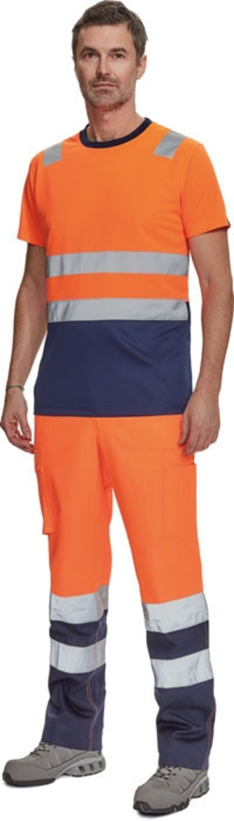 Reflexné tričko Cerva Monzon HV - veľkosť: L, farba: oranžová/navy