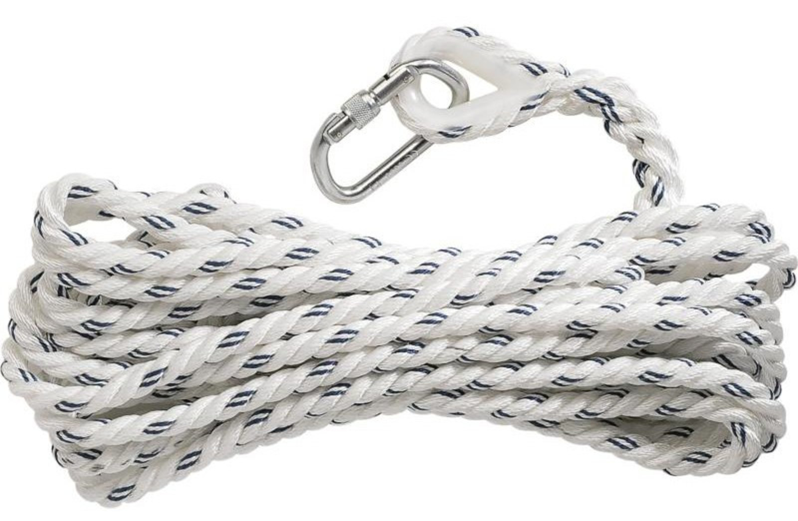 Spletené prameňové lano 30m Delta Plus AN30030 s karabínou - veľkosť: 30 m, farba: biela