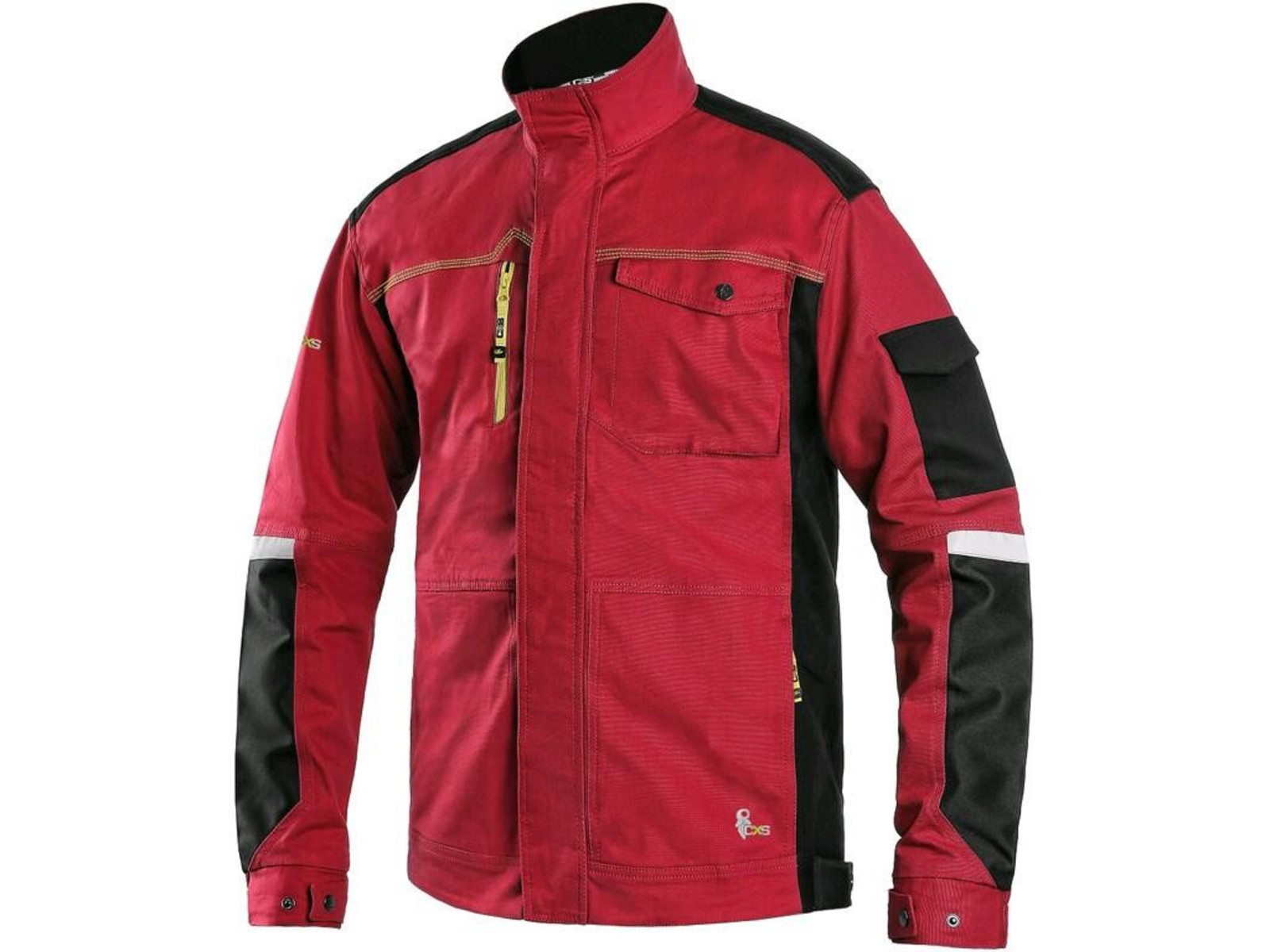 Strečová montérková bunda CXS Stretch - veľkosť: 64, farba: červená/čierna