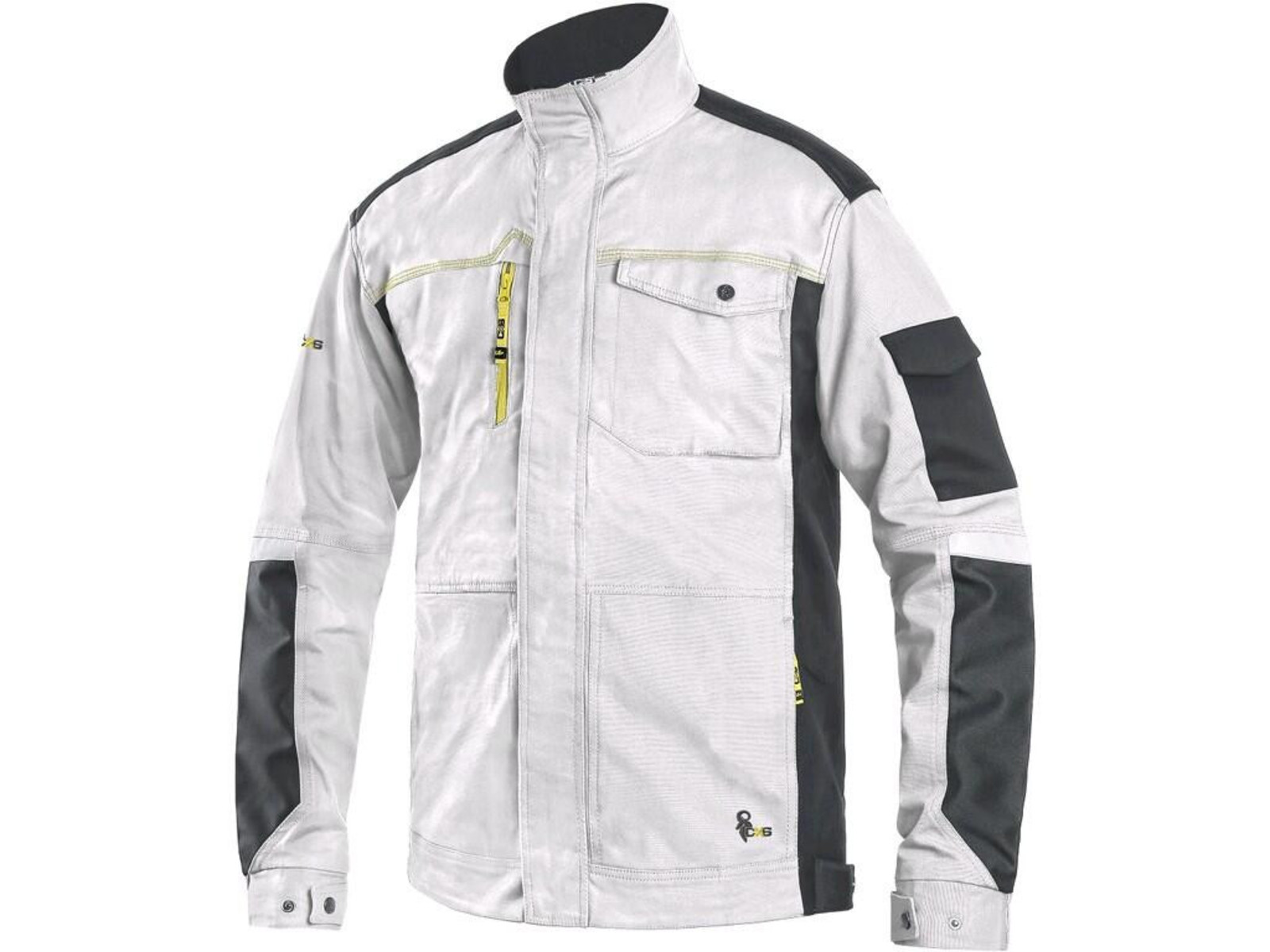 Strečová montérková bunda CXS Stretch - veľkosť: 64, farba: biela/sivá
