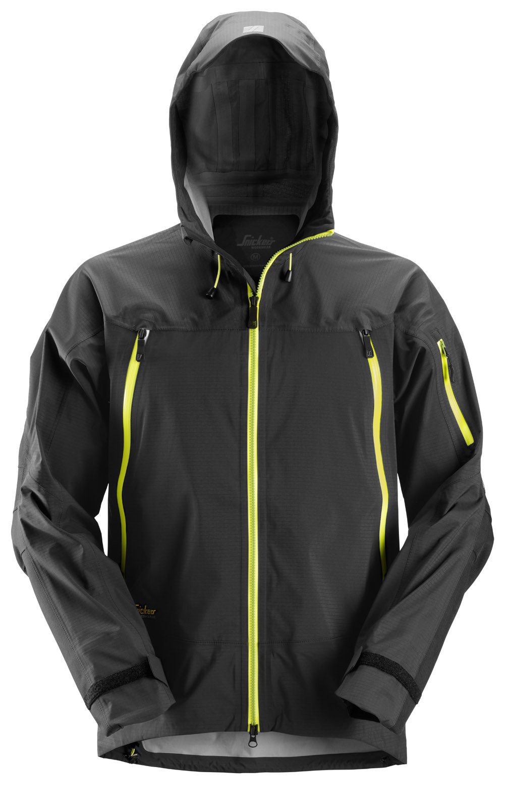 Strečová nepremokavá bunda Snickers® FlexiWork Stretch - veľkosť: XS, farba: čierna/žltá