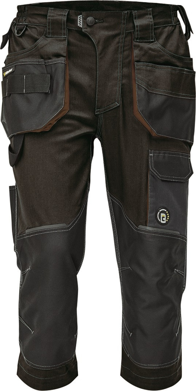 Strečové montérkové  3/4 nohavice Cerva Dayboro - veľkosť: 62, farba: tmavo hnedá