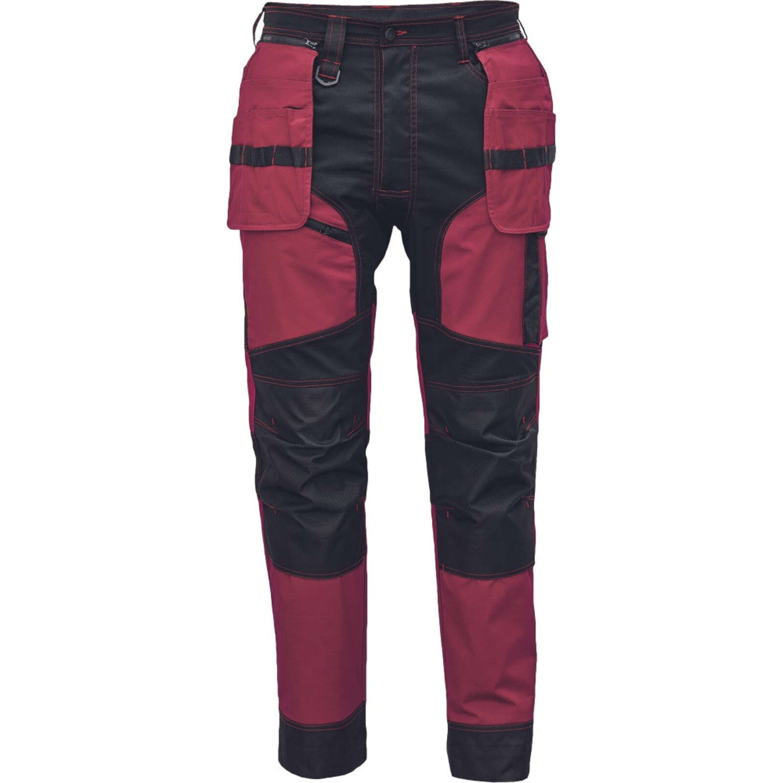 Strečové pracovné nohavice Cerva Keilor - veľkosť: 48, farba: červená/čierna