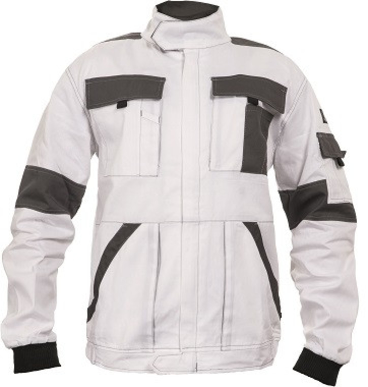 Tenšia bavlnená montérková bunda Max Summer  - veľkosť: 52, farba: biela/sivá