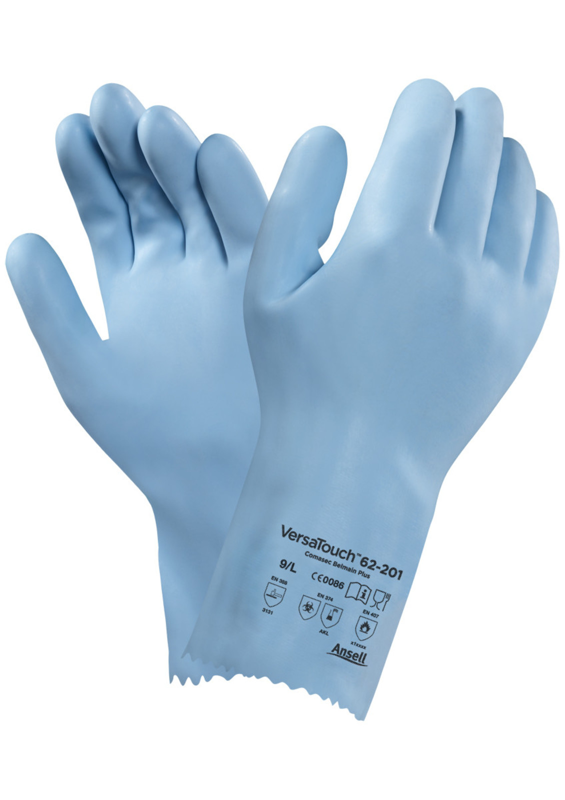 Tepluodolné latexové rukavice Ansell VersaTouch 62-201 - veľkosť: 9/L, farba: modrá