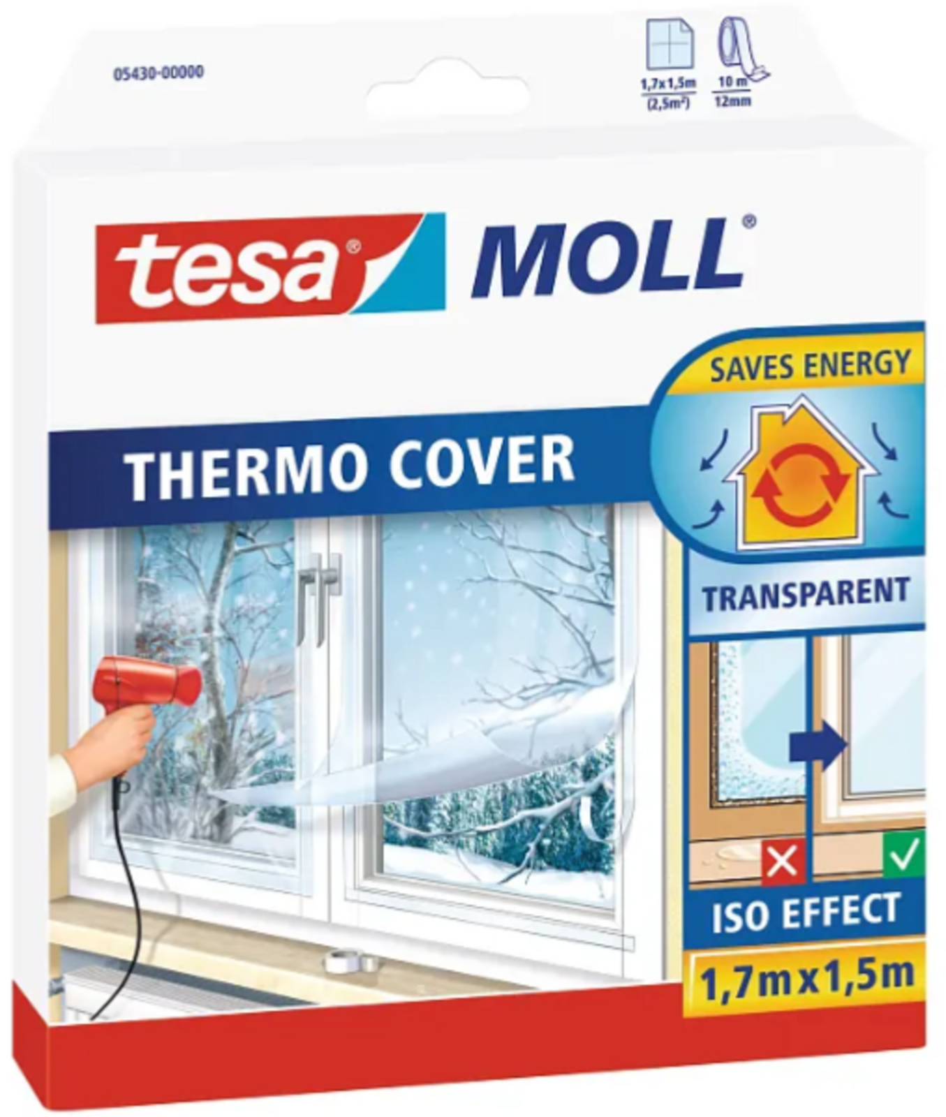 Tesa Tesamoll samolepiaca termofólia do okna Thermo Cover  - veľkosť: 1,7 m x 1,5 m, farba: číra
