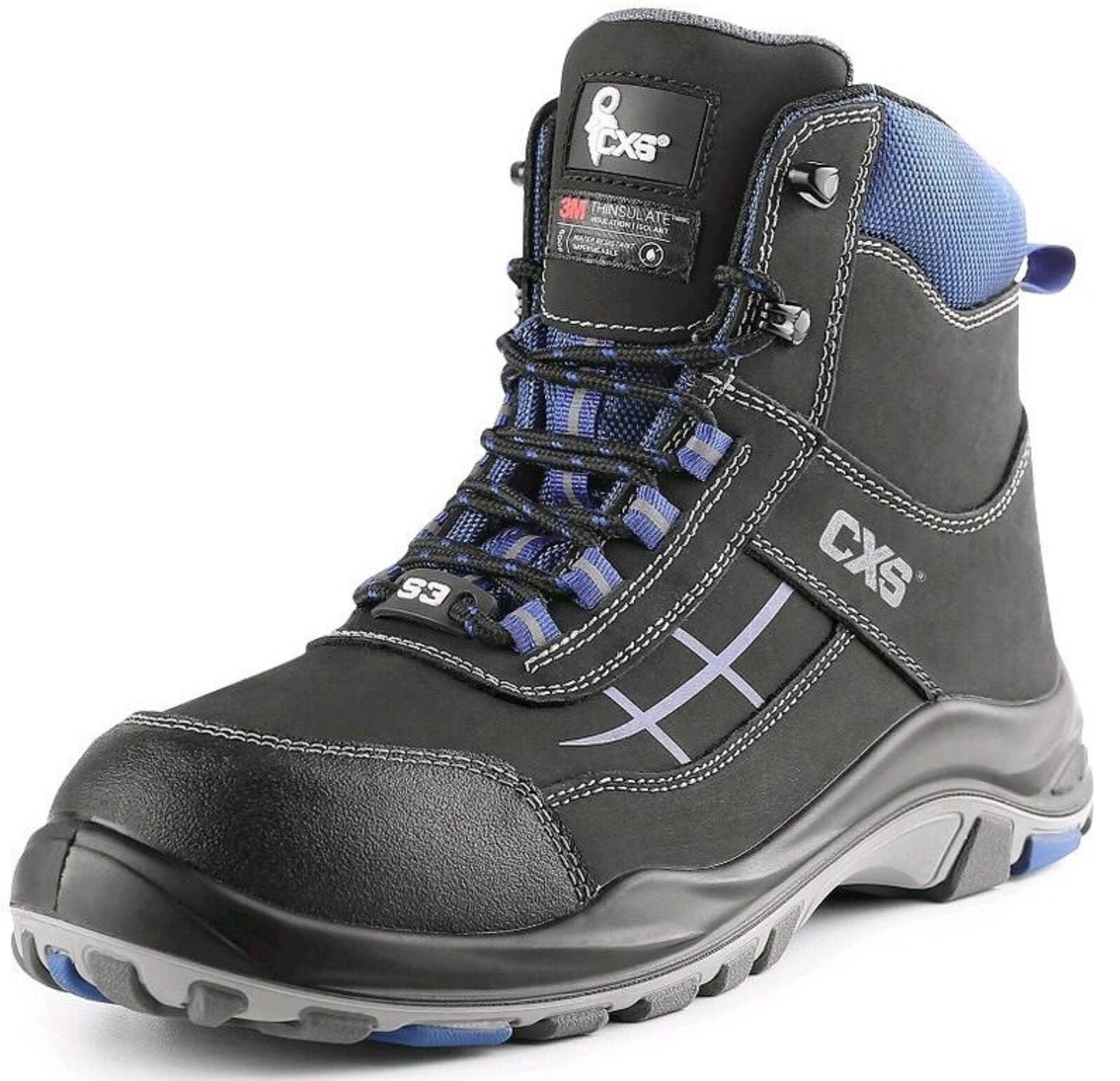 Zateplená bezpečnostná členková obuv CXS Dog Malamute S3 CI SRC - veľkosť: 39, farba: čierna/modrá