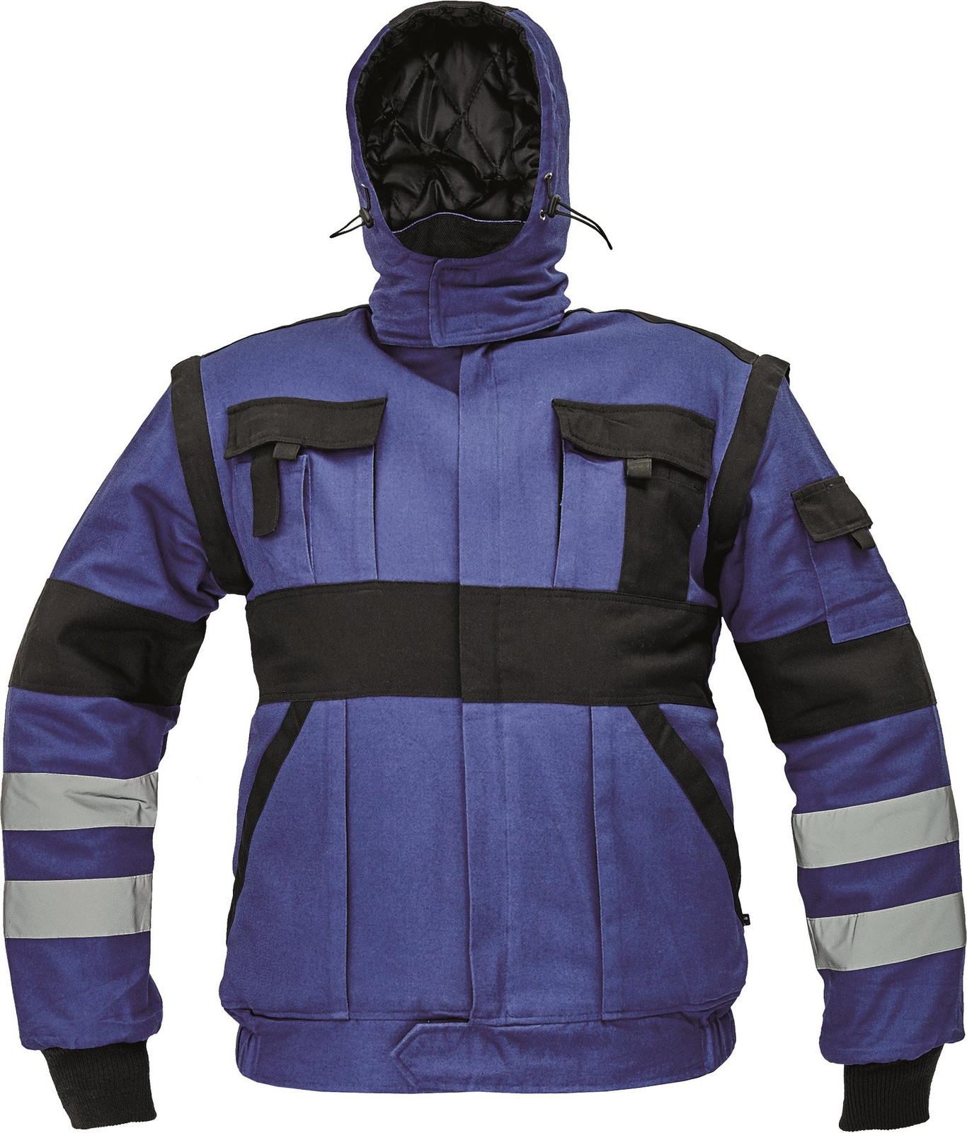 Zateplená montérková bunda Max Winter s reflexnými pruhmi 2v1 - veľkosť: 64, farba: modrá/čierna
