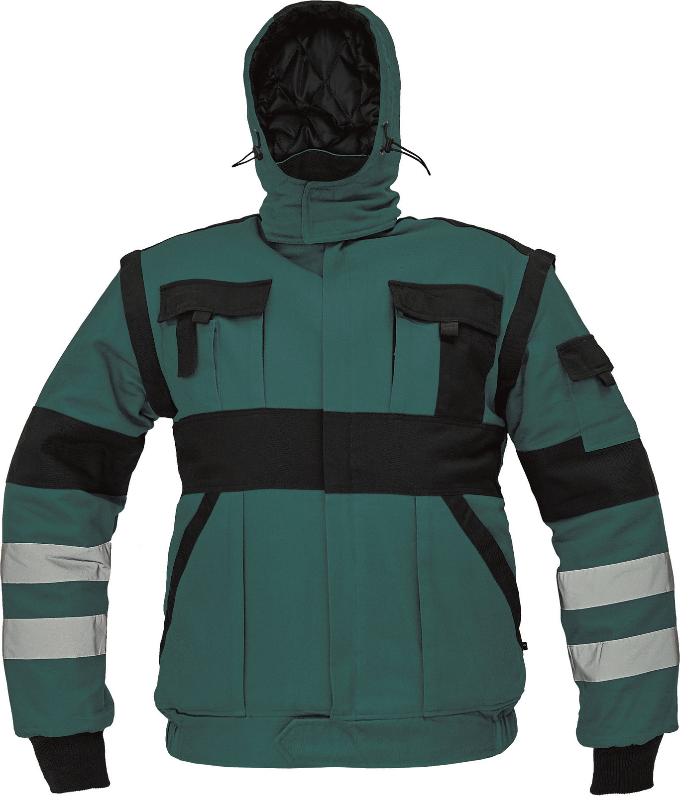 Zateplená montérková bunda Max Winter s reflexnými pruhmi 2v1 - veľkosť: 46, farba: zelená/čierna