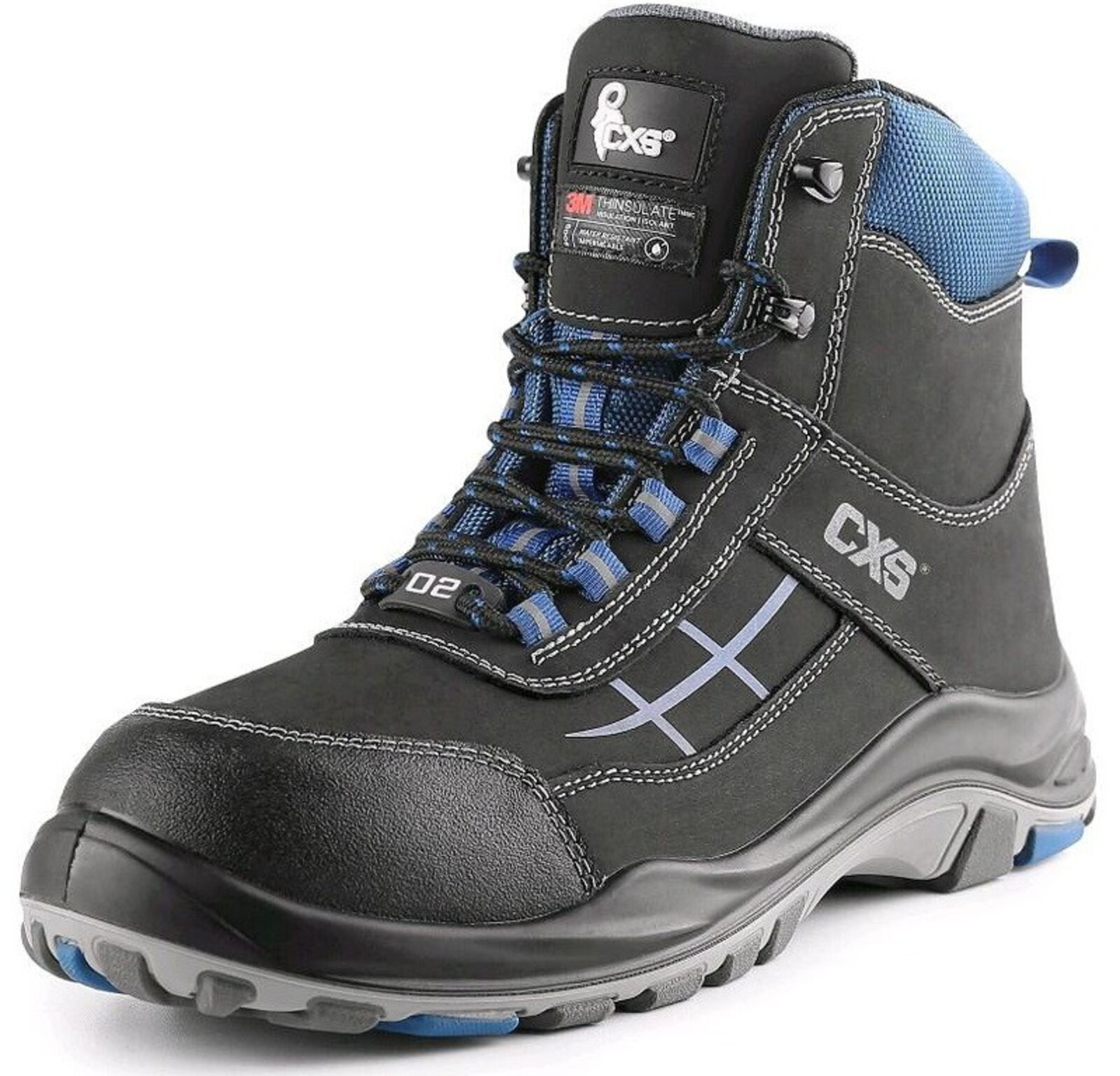 Zateplená pracovná členková obuv CXS Dog Malamute O2 FO CI SRC - veľkosť: 45, farba: čierna/modrá