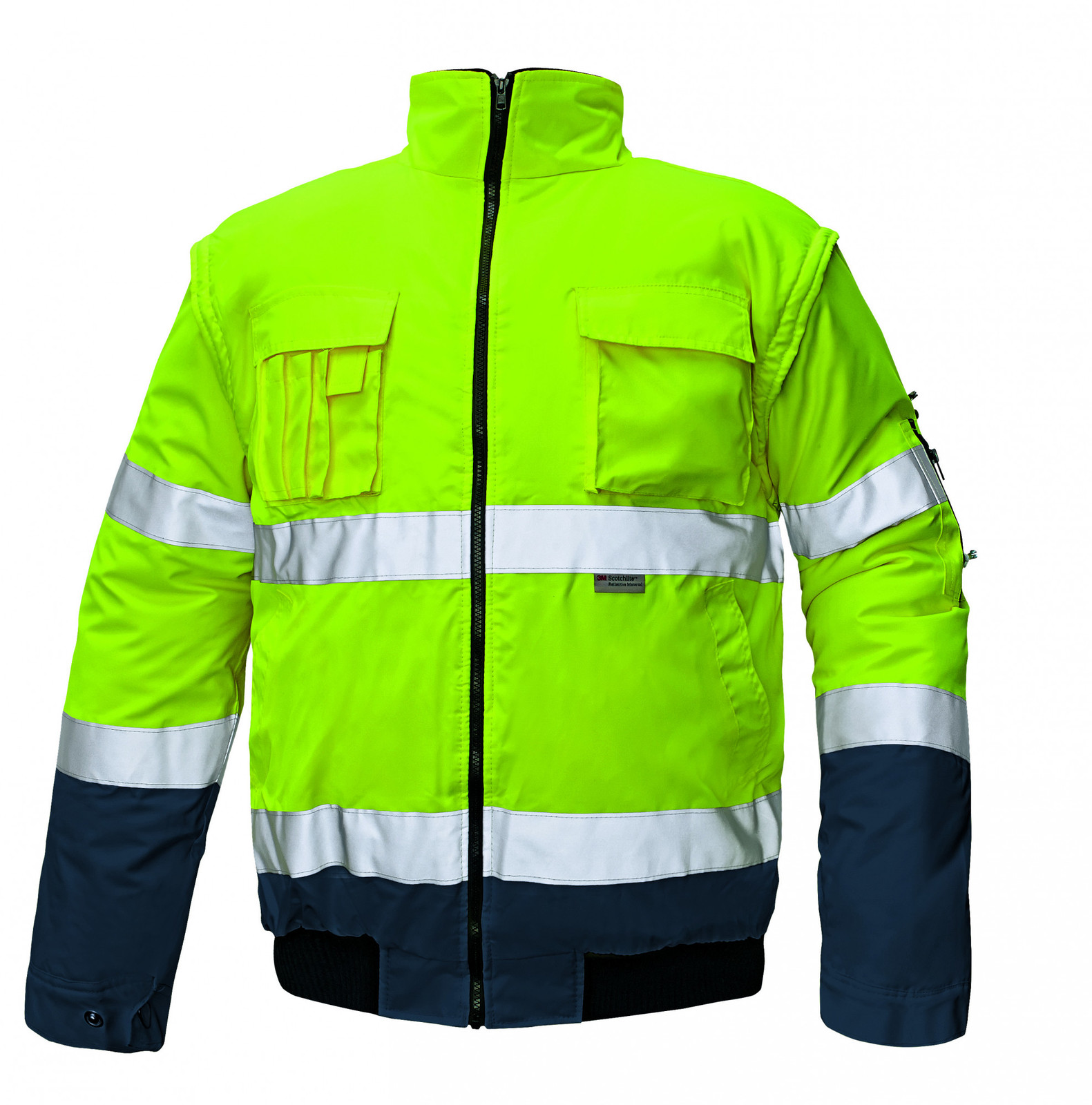 Zimná nepremokavá reflexná bunda Clovelly 2v1 - veľkosť: 3XL, farba: žltá/navy