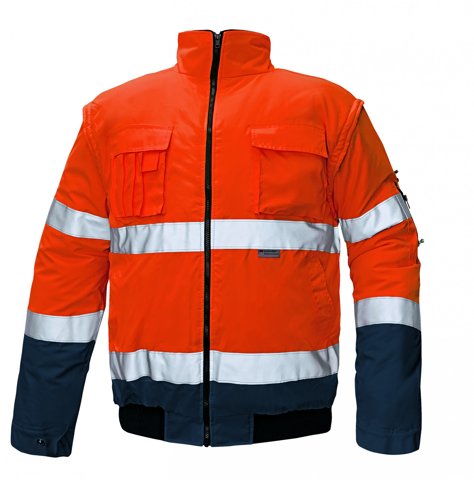 Zimná nepremokavá reflexná bunda Clovelly 2v1 - veľkosť: L, farba: oranžová/navy