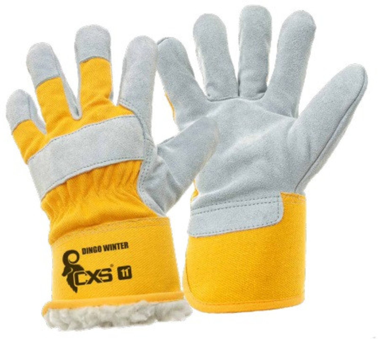 Zimné kombinované pracovné rukavice CXS Dingo Winter - veľkosť: 11/XXL, farba: žltá/sivá