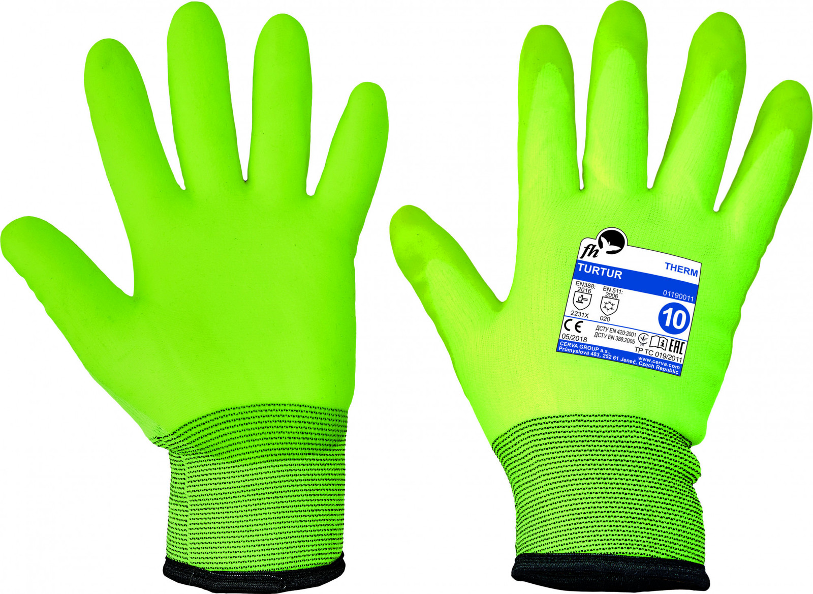 Zimné zateplené pracovné rukavice Turtur - veľkosť: 10/XL
