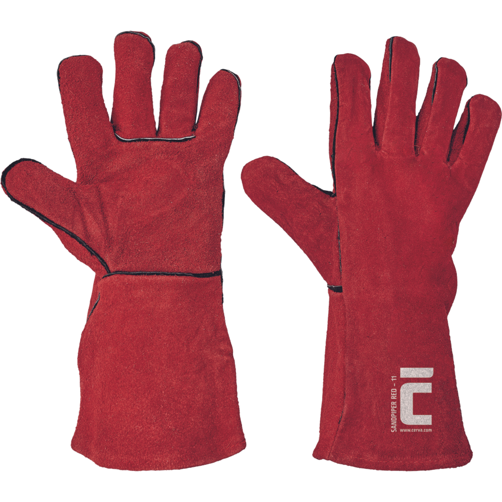 Zváračské rukavice Sandpiper kožené - veľkosť: 11/XXL, farba: červená
