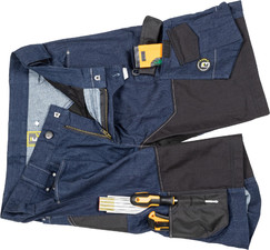 Strečové rifľové montérkové kraťasy Cerva Neurum Denim