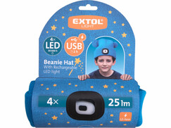 Extol Light 43459 čiapka detská s čelovým svetlom LED 4x25lm, USB nabíjanie, modrá