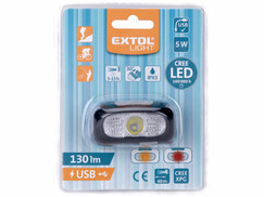 Extol Light 43181 čelovka 130lm, 5W CREE XPG LED, nabíjateľná 1Ah Li-ion, microUSB nabíjanie