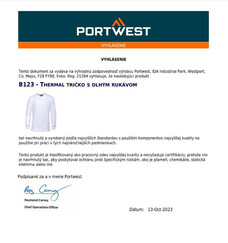 Pánske termo tričko s dlhým rukávom Portwest Thermal B123
