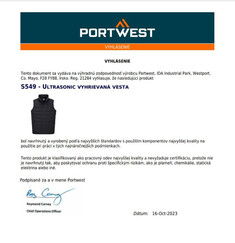 Vyhrievaná zimná vesta Portwest Ultrasonic S549 