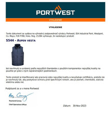 Pánska zateplená termo vesta Portwest Aspen S544