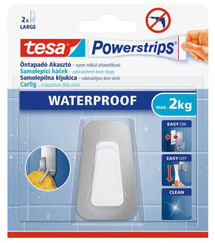 Tesa Powerstrips veľké vodeodolné háčiky - kombinácia kovu a plastu, nosnosť 2 kg